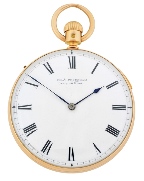 18K GOLD CHAS. FRODSHAM, LONDON, ENGLAND, FIVE-MINUTE REPEATING O/F POCKET WATCH, CIRCA 1866.