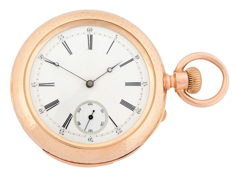 18K PINK GOLD FIVE-MINUTE REPEATING O/F POCKET WATCH. 