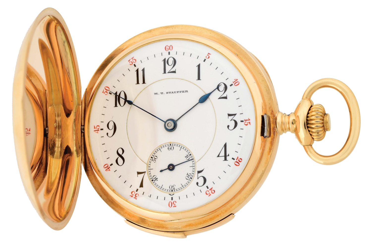 18K GOLD M.T. STAUFFER, LES PONDS, MINUTE REPEATING H/C POCKET WATCH. 