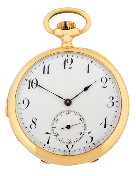 18K GOLD SWISS MINUTE REPEATING O/F POCKET WATCH.