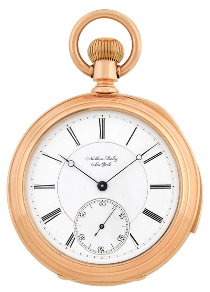 14K PINK GOLD PRIVATE LABEL MINUTE REPEATING O/F POCKET WATCH W/ P. T. BARNUM CIRCUS CONNECTION.