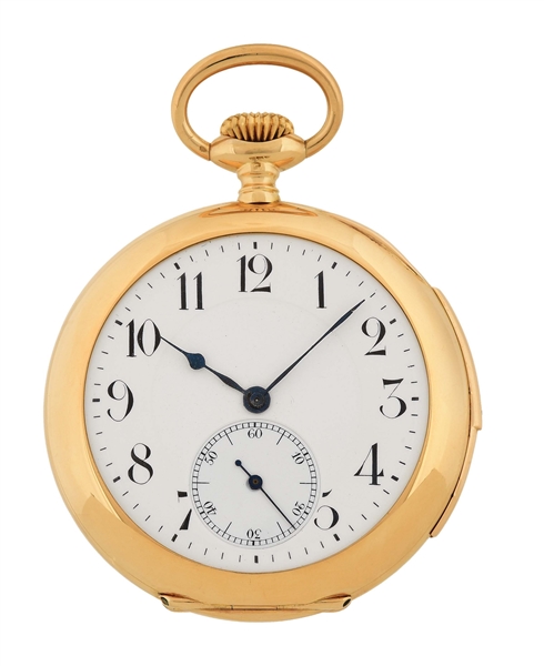 18K GOLD SWISS MINUTE REPEATING O/F POCKET WATCH.