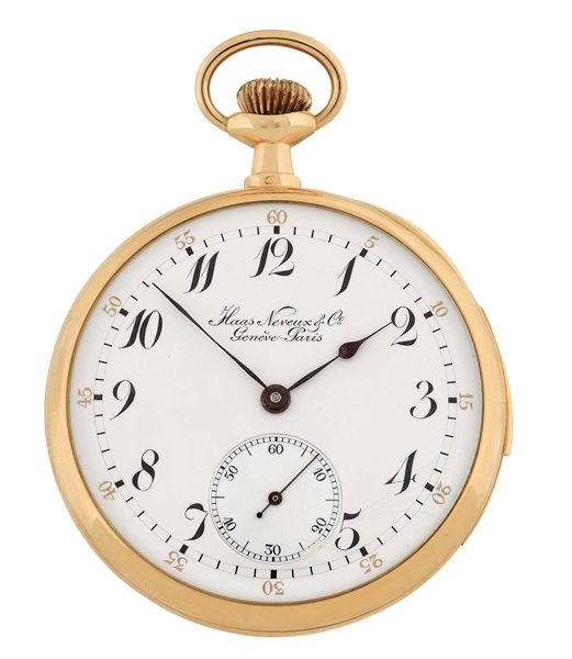 18K GOLD HAAS NEVEUX & CO, GENEVE, SWISS MINUTE REPEATING O/F POCKET WATCH.