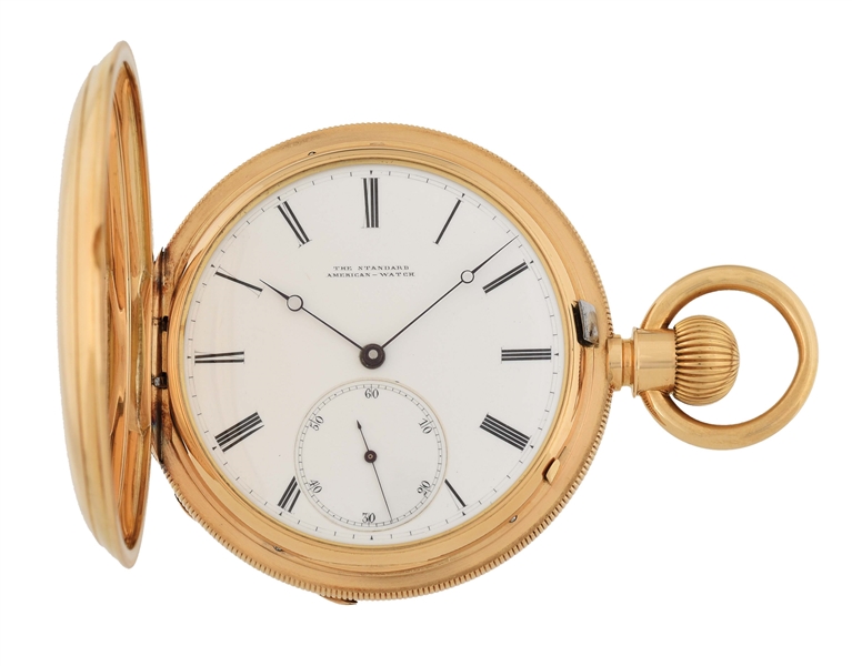 18K GOLD STANDARD AMERICAN WATCH, PRIVATE LABEL FOR JAS. H. HOES, MILWAUKEE, H/C POCKET WATCH.