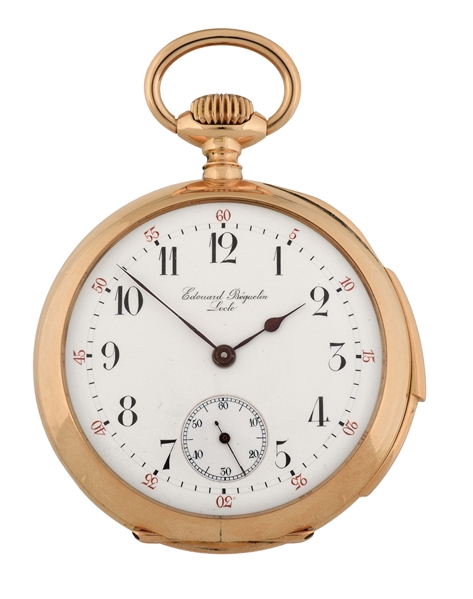 14K PINK GOLD EDOUARD BEGUELIN, SWISS MINUTE REPEATING O/F POCKET WATCH.
