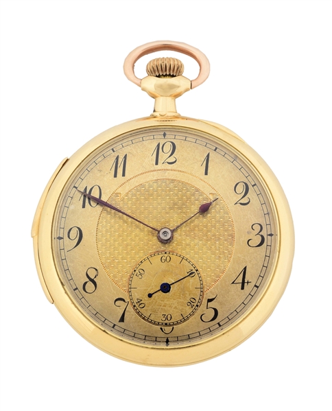 18K GOLD SWISS MINUTE REPEATING O/F POCKET WATCH. 