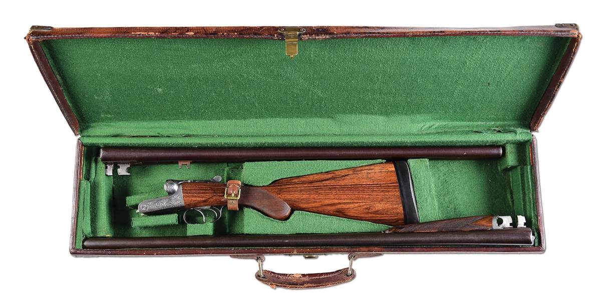 (C) W.H. WAKEFIELD SIDE BY SIDE 12 BORE SHOTGUN WITH CASE & EXTRA BARREL SET.