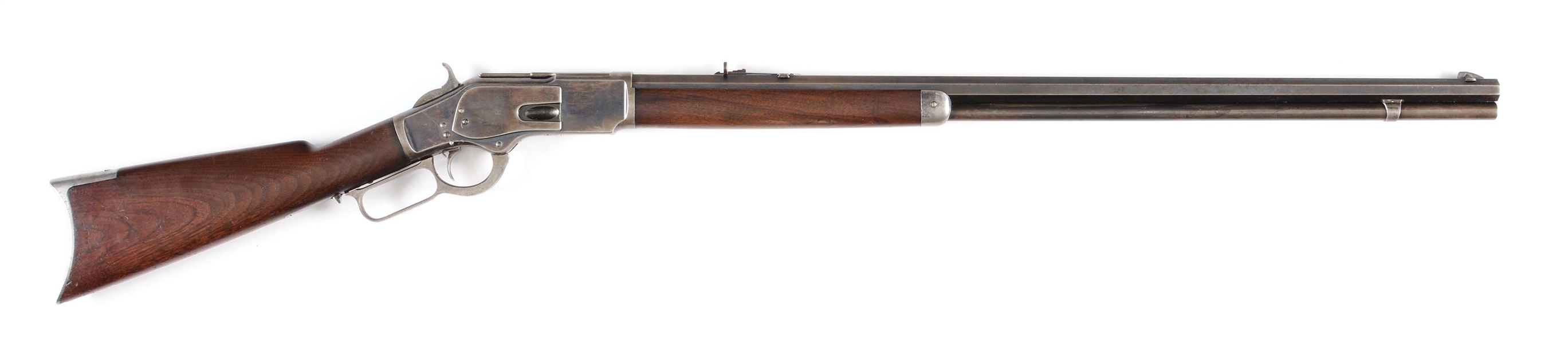 (A) SECOND MODEL WINCHESTER 1873 .44-40 LEVER ACTION RIFLE WITH 30" BARREL.