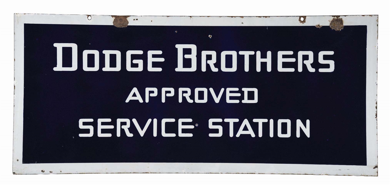 DODGE BROTHERS APPROVED SERVICE STATION PORCELAIN SIGN.