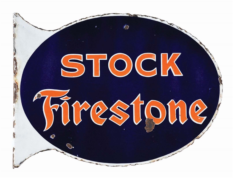 STOCK FIRESTONE TIRES PORCELAIN FLANGE SIGN.