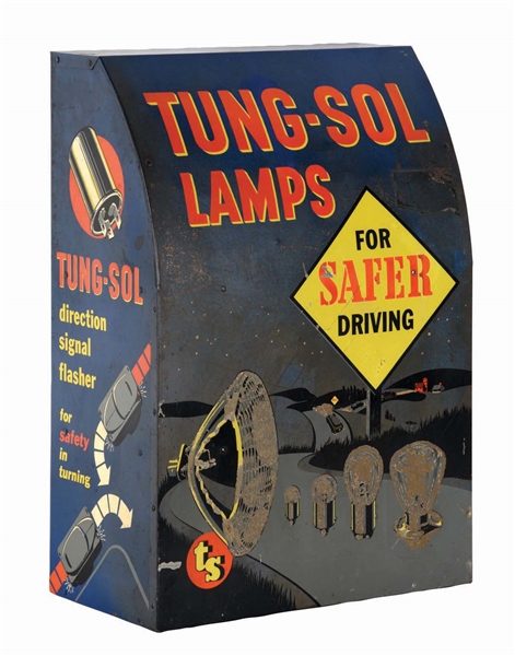TUNG-SOL AUTOMOBILE LAMPS TIN COUNTERTOP STORE DISPLAY.