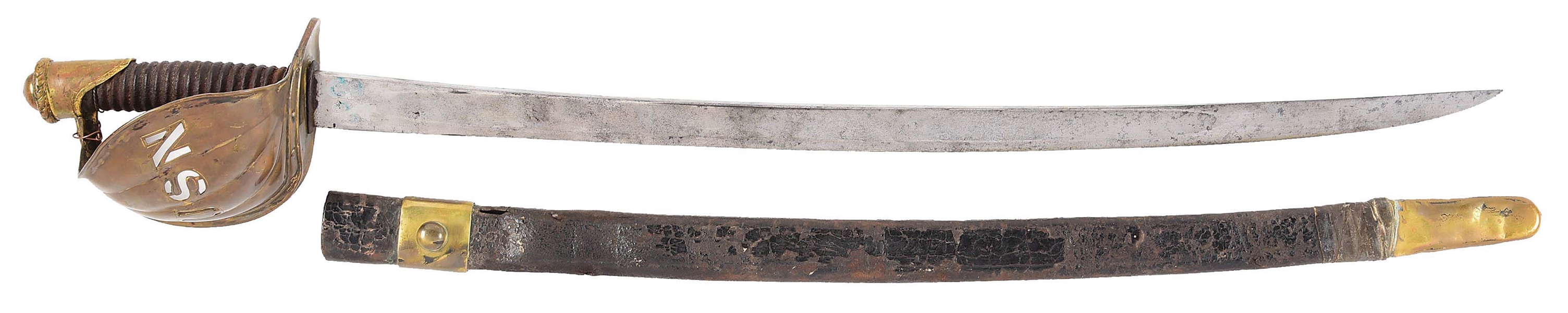 SCARCE US MODEL 1860 NAVAL OFFICERS CUTLASS WITH SCABBARD.