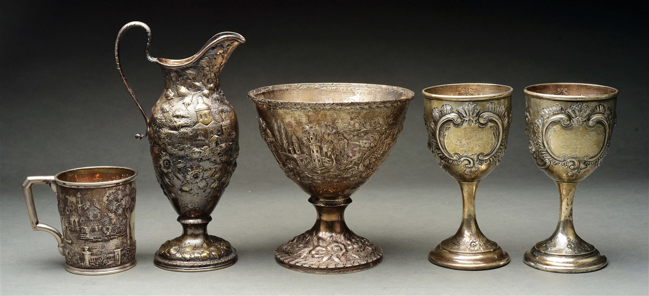 A GROUP OF AMERICAN REPOUSSE SILVER ARTICLES.