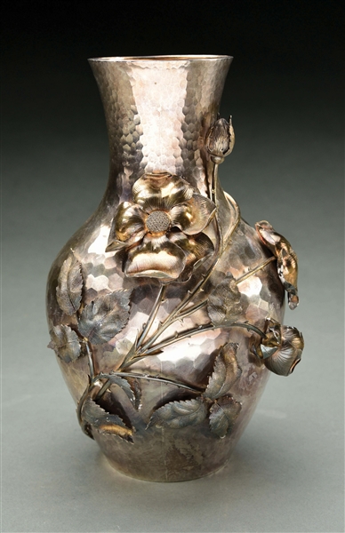 AN AMERICAN STERLING AESTHETIC PERIOD VASE.