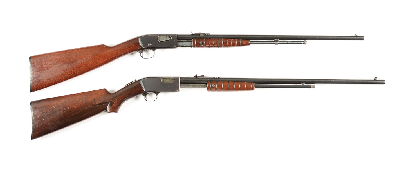 (C) LOT OF 2: REMINGTON MODEL 12-A AND MARLIN MODEL 38 SLIDE ACTION RIFLES.