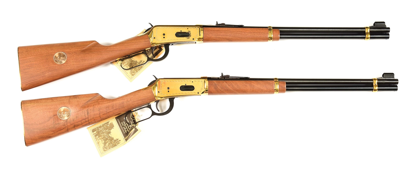 (M) LOT OF TWO: WINCHESTER 94 GOLDEN SPIKE CONSECUTIVE SERIAL NUMBER LEVER ACTION RIFLES.
