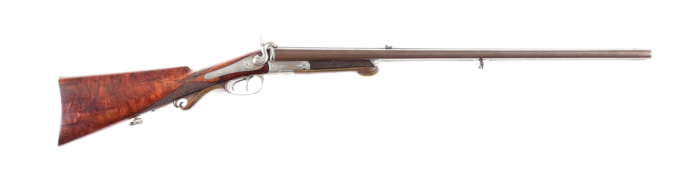 (A) SCHILLING 20 BORE SIDE BY SIDE PINFIRE RIFLE.