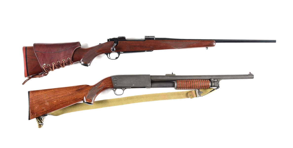 (M) LOT OF 2: RUGER M77 .30-06 BOLT ACTION RIFLE WITH AN ITHACA M37 FEATHERWEIGHT 12 GAUGE PUMP ACTION SHOTGUN.