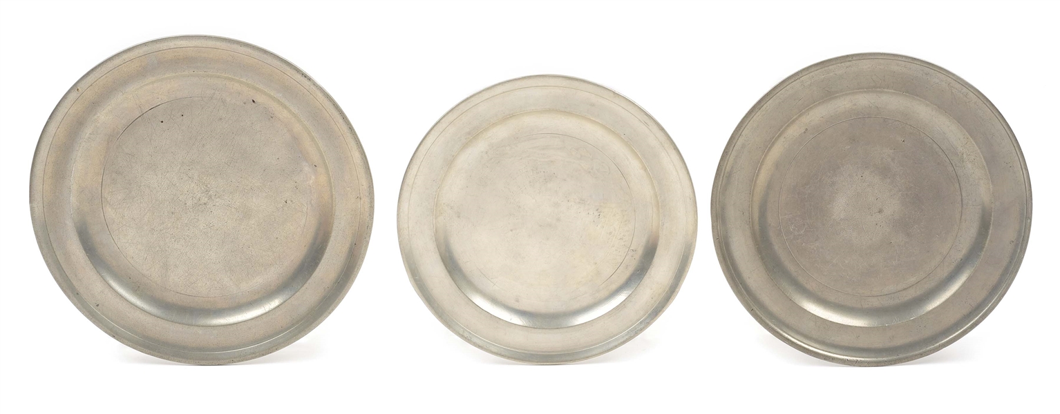 LOT OF 3: PEWTER PLATES BY AUSTIN.