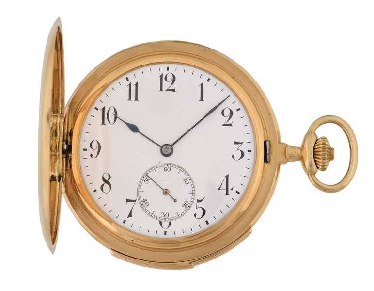 18K GOLD MONTIN, SWISS MINUTE REPEATING SLIM H/C POCKET WATCH W/PRESENTATION, MEXICO.