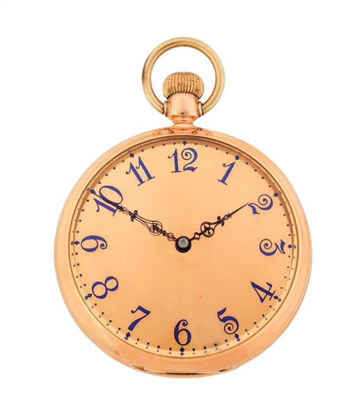 RARE & IMPORTANT 18K PINK GOLD BAILEY BANKS & BIDDLE (ATTR.) PATEK PHILIPPE O/F POCKET WATCH W/18K GOLD DIAL & MAYORAL PRESENTATION, DATED 1893.