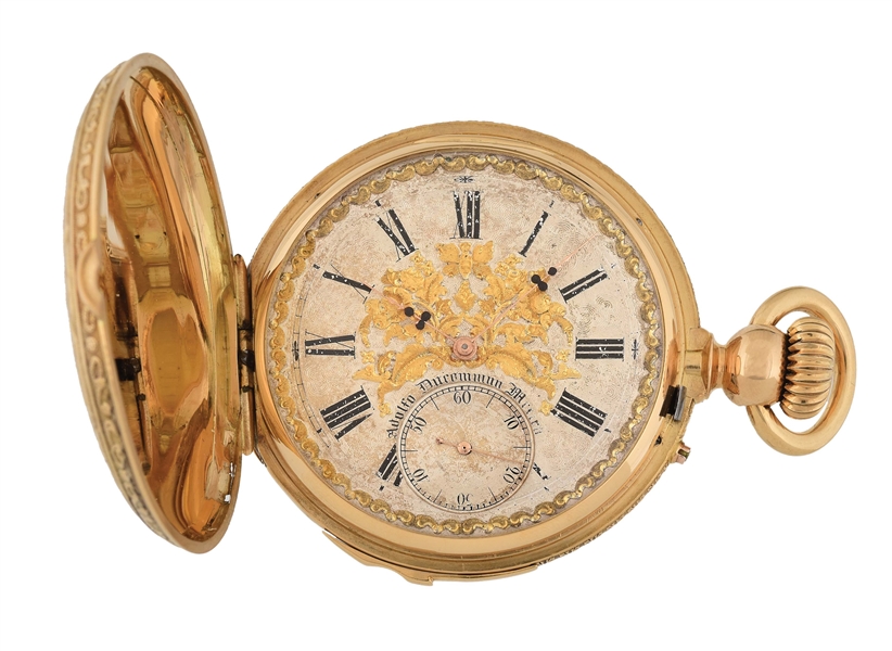 18K GOLD ADOLFO DUCOMMUN, MEXICO, MINUTE REPEATING H/C POCKET WATCH.