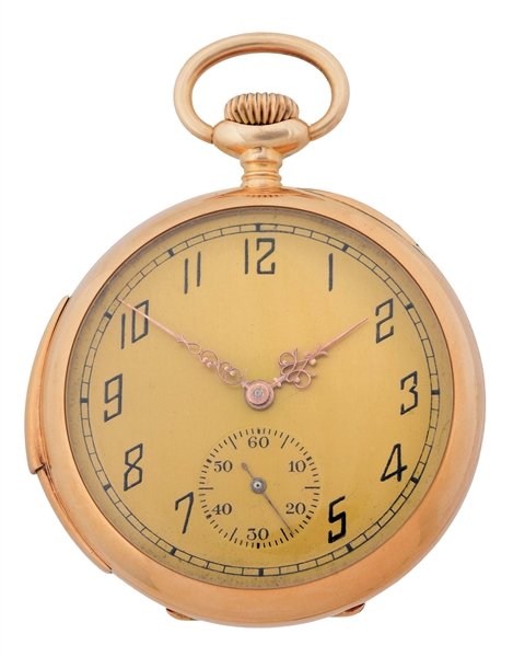 14K GOLD SWISS MINUTE REPEATING O/F POCKET WATCH. 