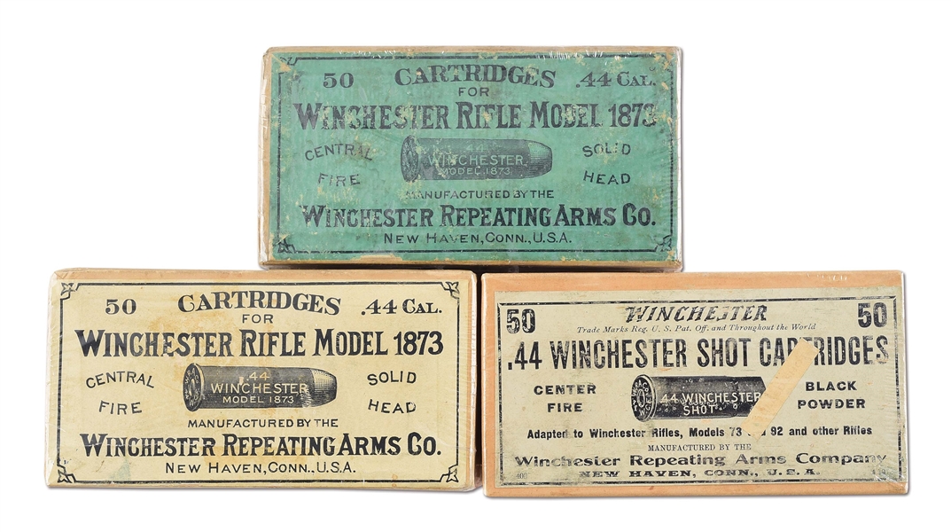 LOT OF THREE: THREE BOXES OF EARLY WINCHESTER AMMUNITION.