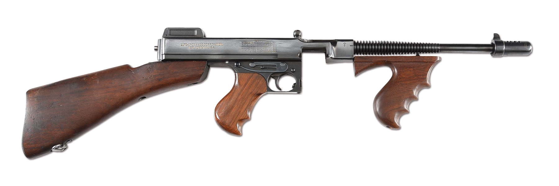 (N) VERY INTERESTING AND ATTRACTIVE NEW YORK ADDRESS SAVAGE MANUFACTURED 1928 THOMPSON MACHINE GUN WITH BROAD ARROW PROOF (CURIO AND RELIC).