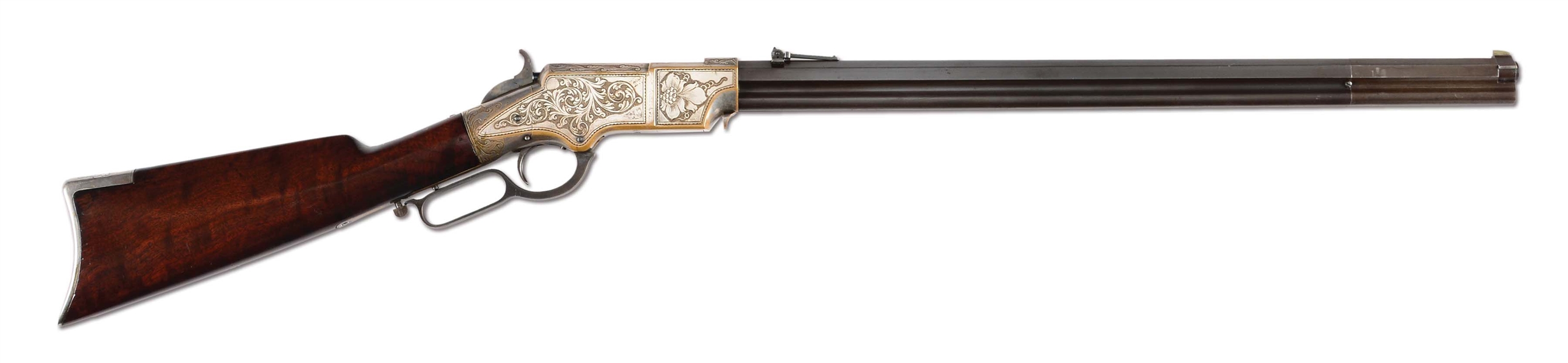 (A) SILVER PLATED & ENGRAVED NEW HAVEN ARMS HENRY RIFLE.
