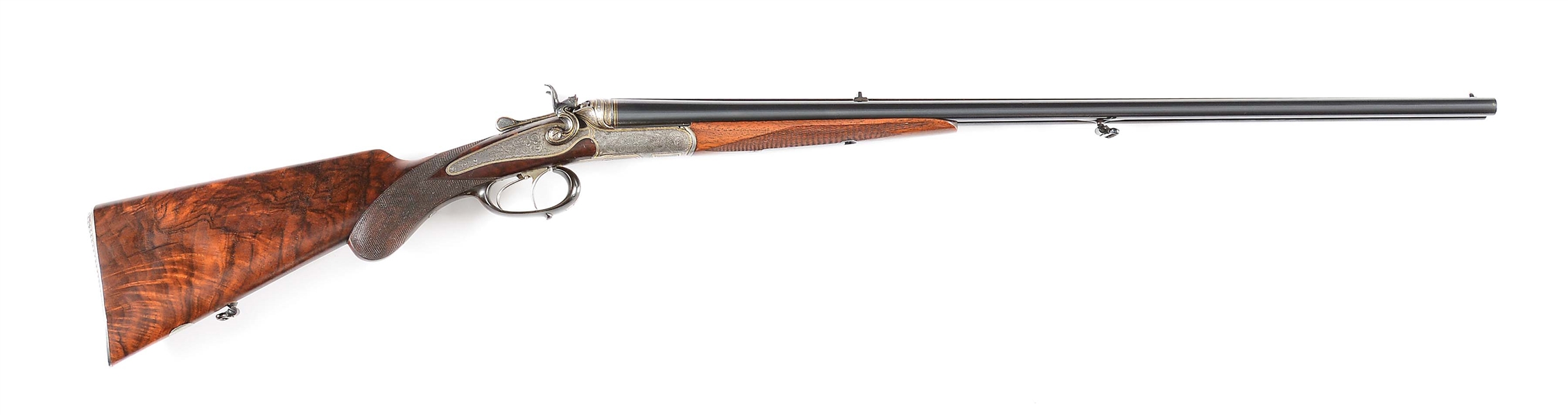 (A) BARTELS AND SOHN BEST HAMMER DOUBLE RIFLE MADE FOR PRINCE ALEXANDER LUDWIG GEORG FRIEDRICH EMIL OF HESSE.