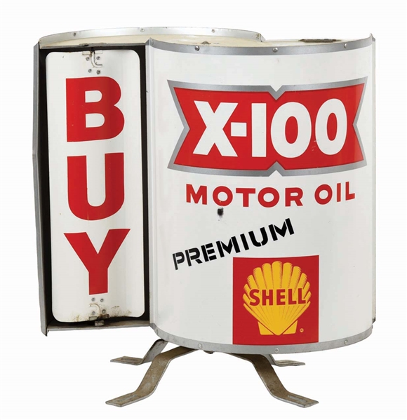 SHELL X100 MOTOR OIL WIND SPINNER SERVICE STATION SIGN.