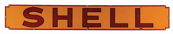 EARLY SHELL GASOLINE PORCELAIN SERVICE STATION STRIP SIGN. 