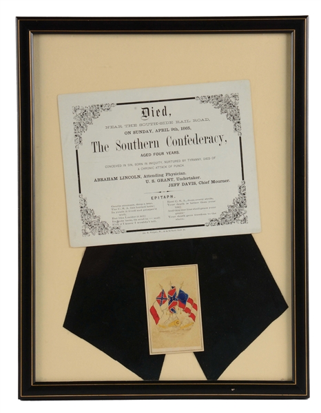 DEATH OF THE SOUTHERN CONFEDERACY BROADSIDE PRINTED BY JASON B. RODGERS.