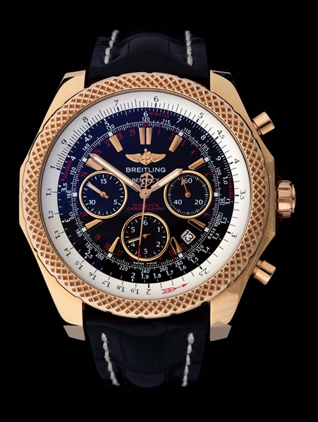 MENS 18K PINK GOLD BREITLING FOR BENTLEY, SPECIAL LIMITED EDITION NO. 13, CERTIFIED CHRONOMETER CHRONOGRAPH AUTOMATIC WRISTWATCH, REF. R25367 W/B&P.