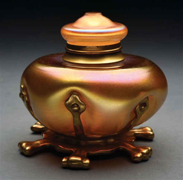 TIFFANY STUDIOS FAVRILE GLASS INKWELL.