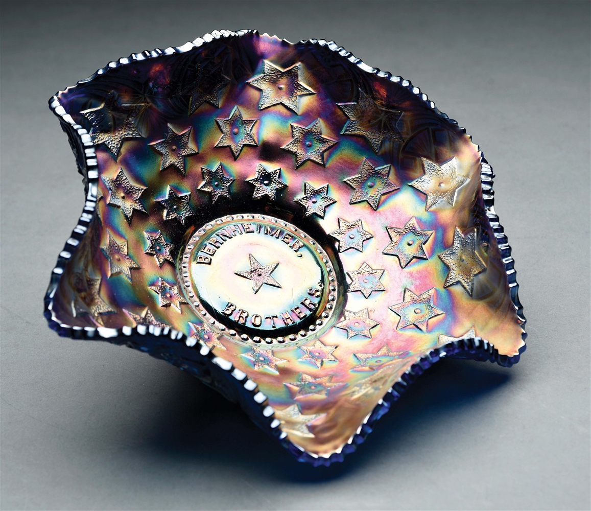 BERNHEIMER BROTHERS BLUE MANY STARS ADVERTISING BOWL.