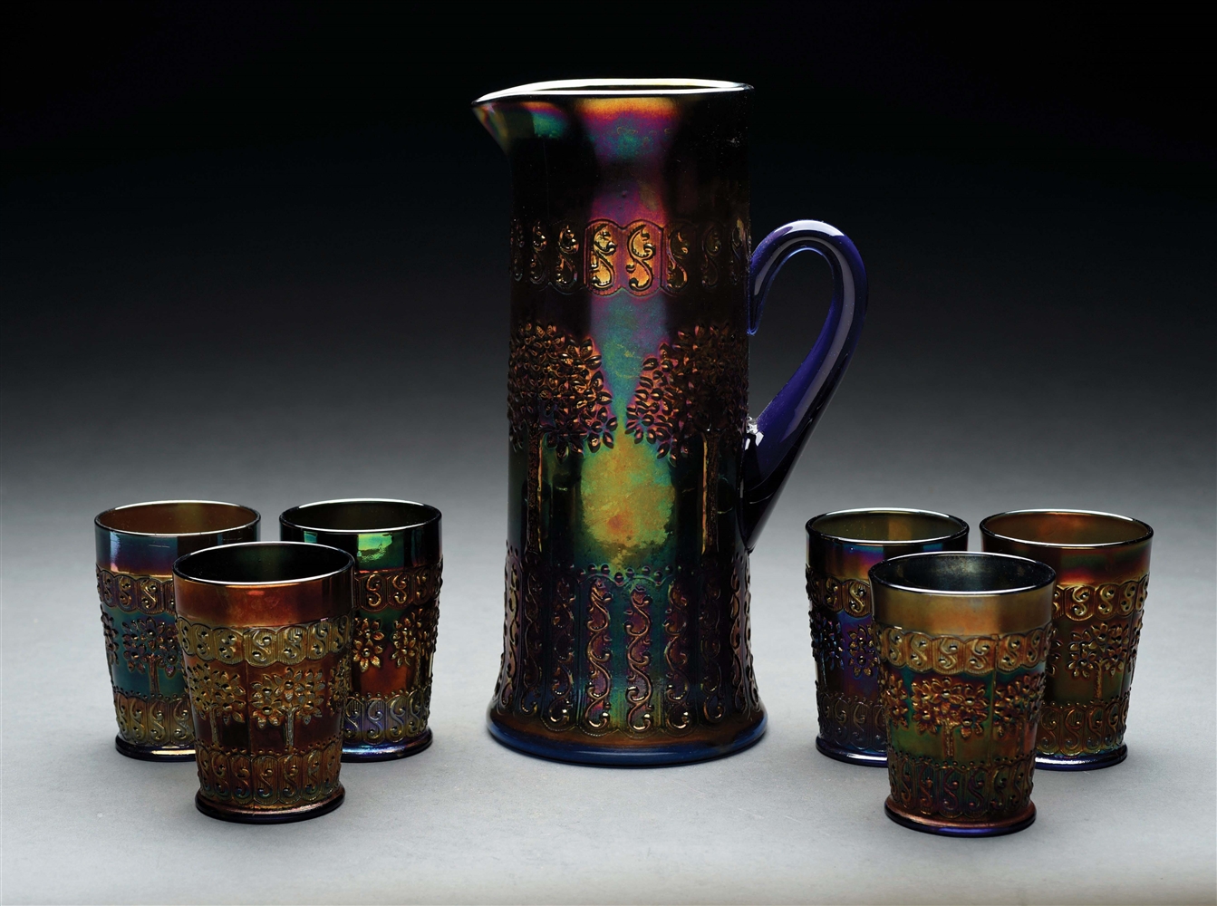 ORANGE TREE SCROLL BLUE WATER SET.