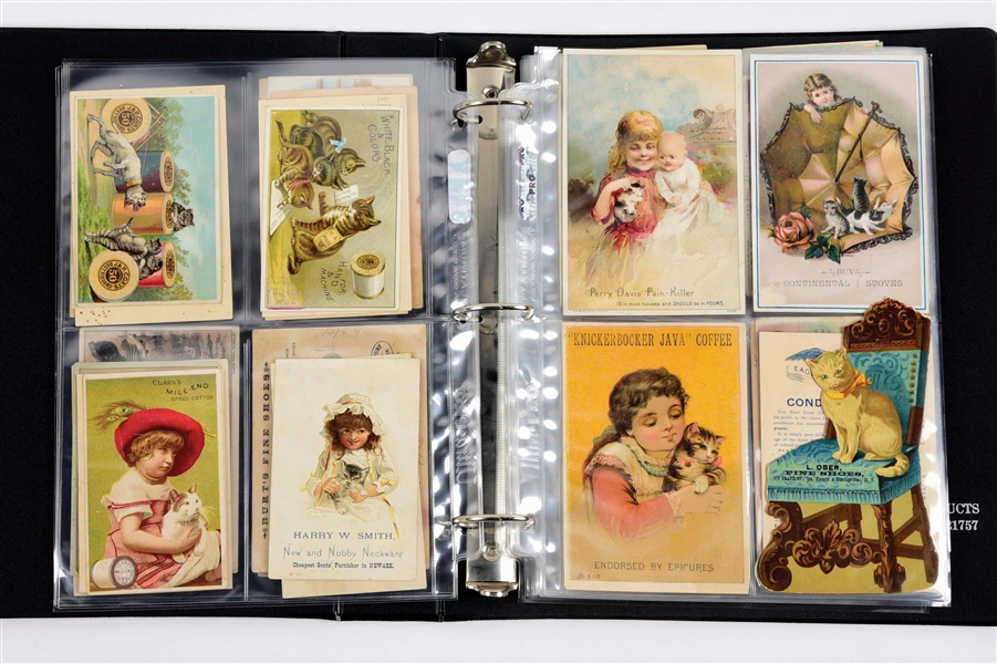 OVER 110 VINTAGE TRADE CARDS.