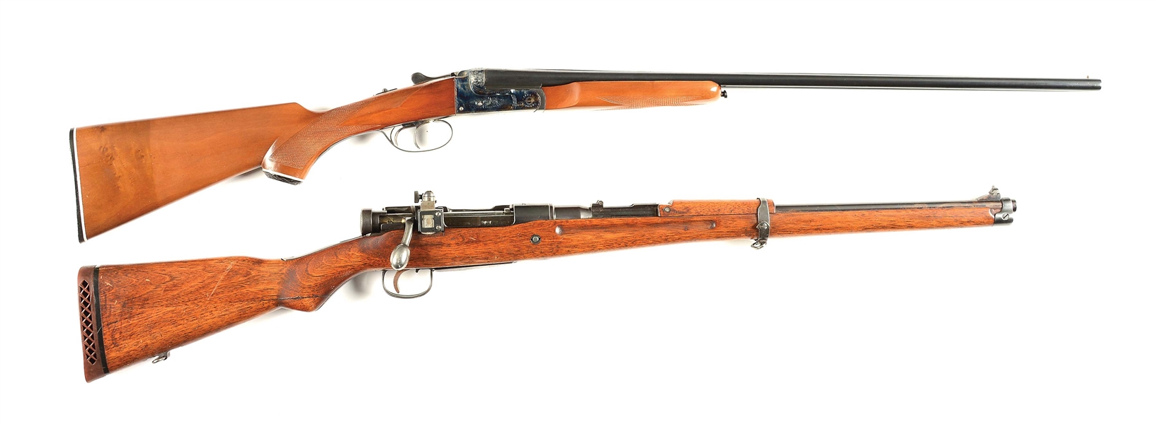 (M+C) LOT OF TWO: URKO FIREARMS SIDE BY SIDE .410 BORE SHOTGUN AND SPORTERIZED KOKURA TYPE 99 BOLT ACTION RIFLE.