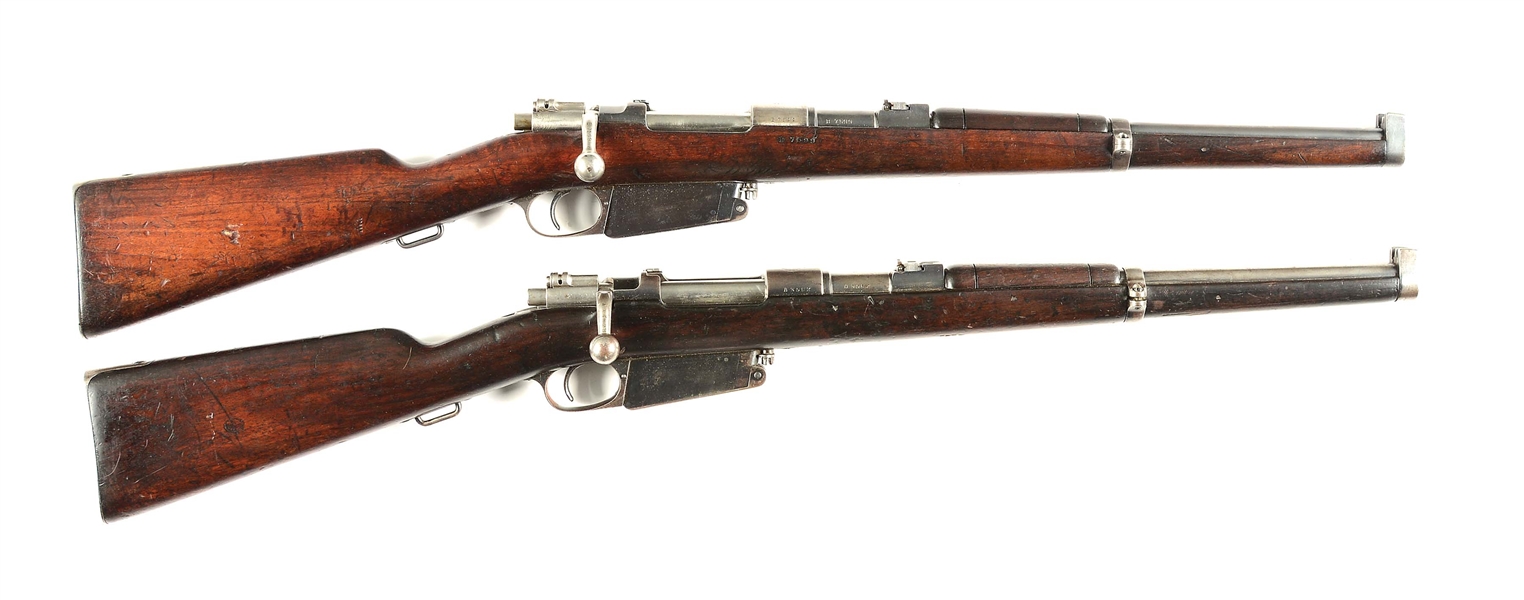 (C) COLLECTORS LOT OF 2: DWM AND LOEWE BERLIN 1891 ARGENTINO MAUSER CAVALRY CARBINES.