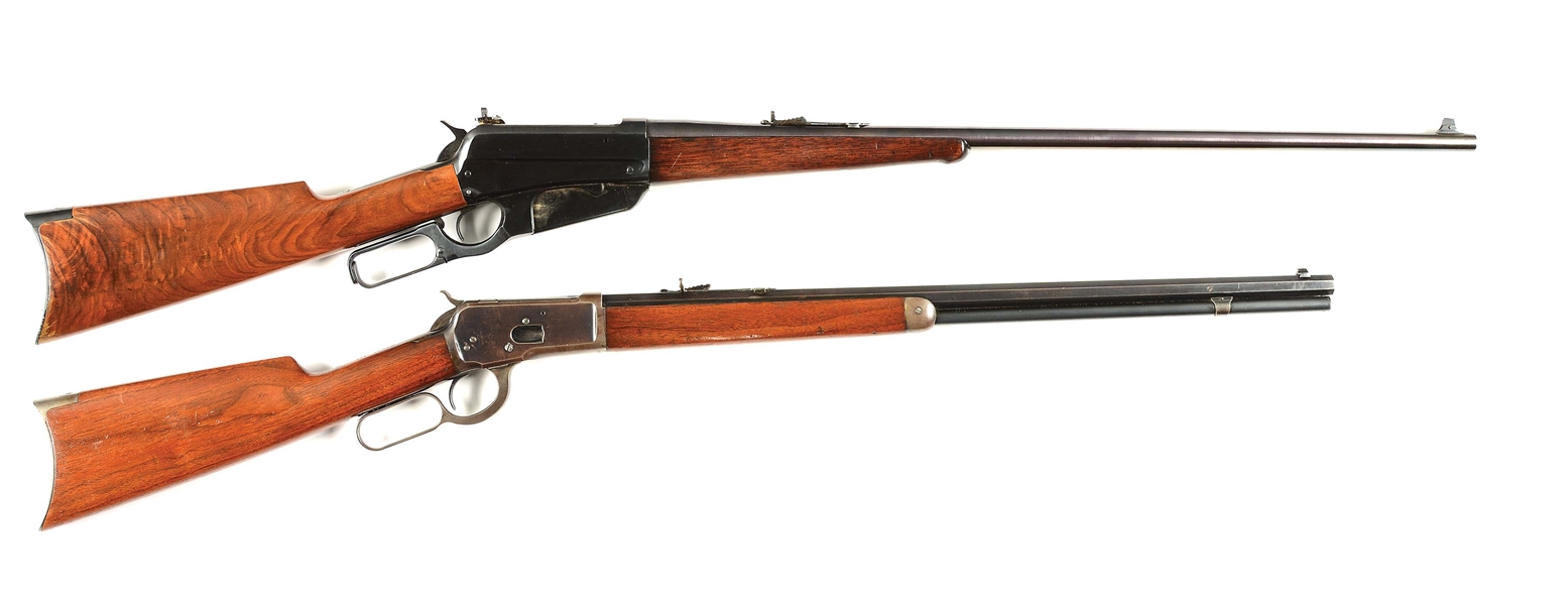 (C) LOT OF 2: WINCHESTER MODEL 1892 AND MODEL 1895 LEVER ACTION RIFLES.
