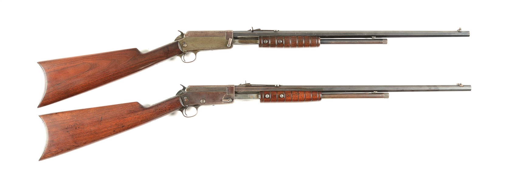 (C) LOT OF 2: MARLIN NUMBER 27 AND 27-S SLIDE ACTION RIFLES.
