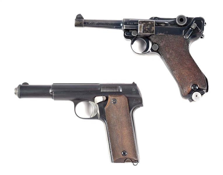 (C) LOT OF 2: MAUSER 42 CODE LUGER AND ASTRA MODEL 600/43 SEMI AUTOMATIC PISTOLS.
