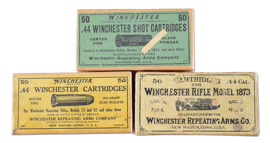 LOT OF THREE: THREE BOXES OF EARLY WINCHESTER AMMUNITION