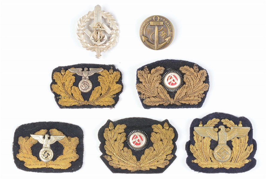 LOT OF 8: THIRD REICH SA MARINE, WATERWAYS PROTECTION POLICE AND BUCKLE.