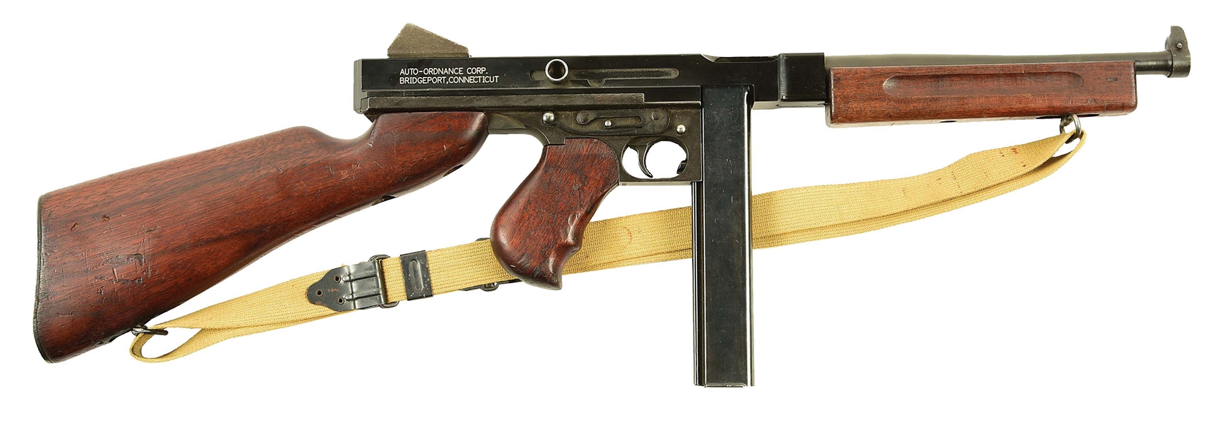 M1A1 THOMPSON SUBMACHINE GUN PARTS KIT ON DUMMY RECEIVER.