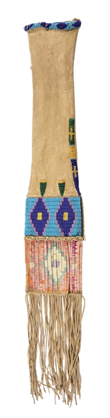 CHEYENNE BEADED AND QUILLED PIPE BAG.