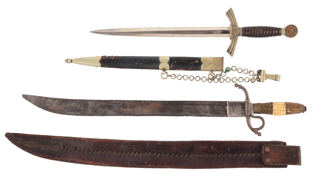 LOT OF 2: GERMAN WWII LUFTWAFFE DAGGER AND UNKNOWN SWORD.