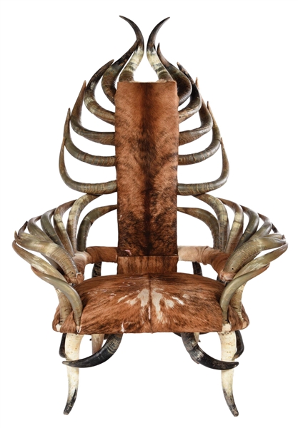 LARGE HORNED CHAIR.